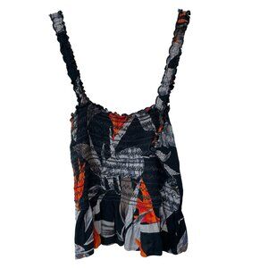 Patrons of Peace Tank Top Size Large Selene Floral Smocked Peplum Boho